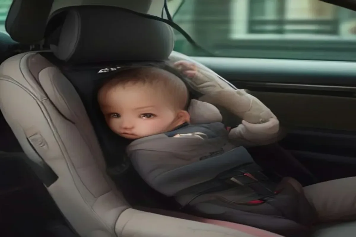 Rear-facing infant car seat installed in a vehicle