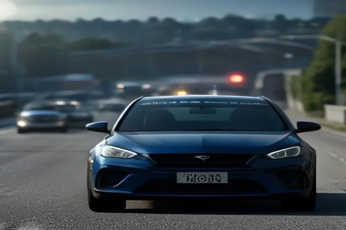 Traffic on a city road with a car approaching